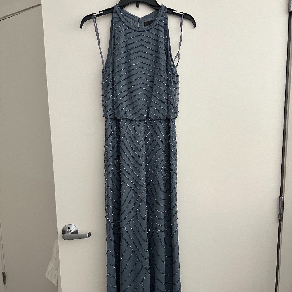 Adriana Pappel Bridesmaid Sequin ART DECO BEADED BLOUSON DRESS - Size 0